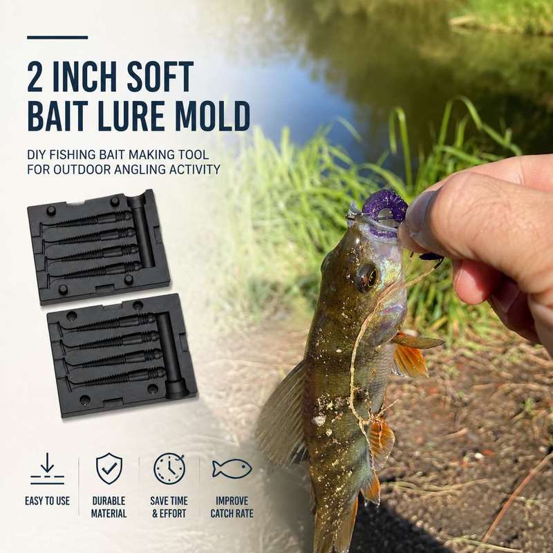 Fishing Equipment Tackle - แม่พิมพ์เหยื่อตกปลาแบบนิ่มขนาด 2 นิ้ว อุปกรณ์ทำเหยื่อตกปลา DIY สำหรับกิจกรรมตกปลาในพื้นที่กลางแจ้ง