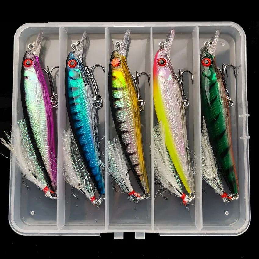 Fishing Equipment Tackle - 5ชิ้น/กล่อง3D เลเซอร์ Bionic Eyes เหยื่อปลาซิว-13.3g/6.8g เหยื่อแข็งพร้อมตะขอแหลมขนนกสำหรับการจับสูงสุด