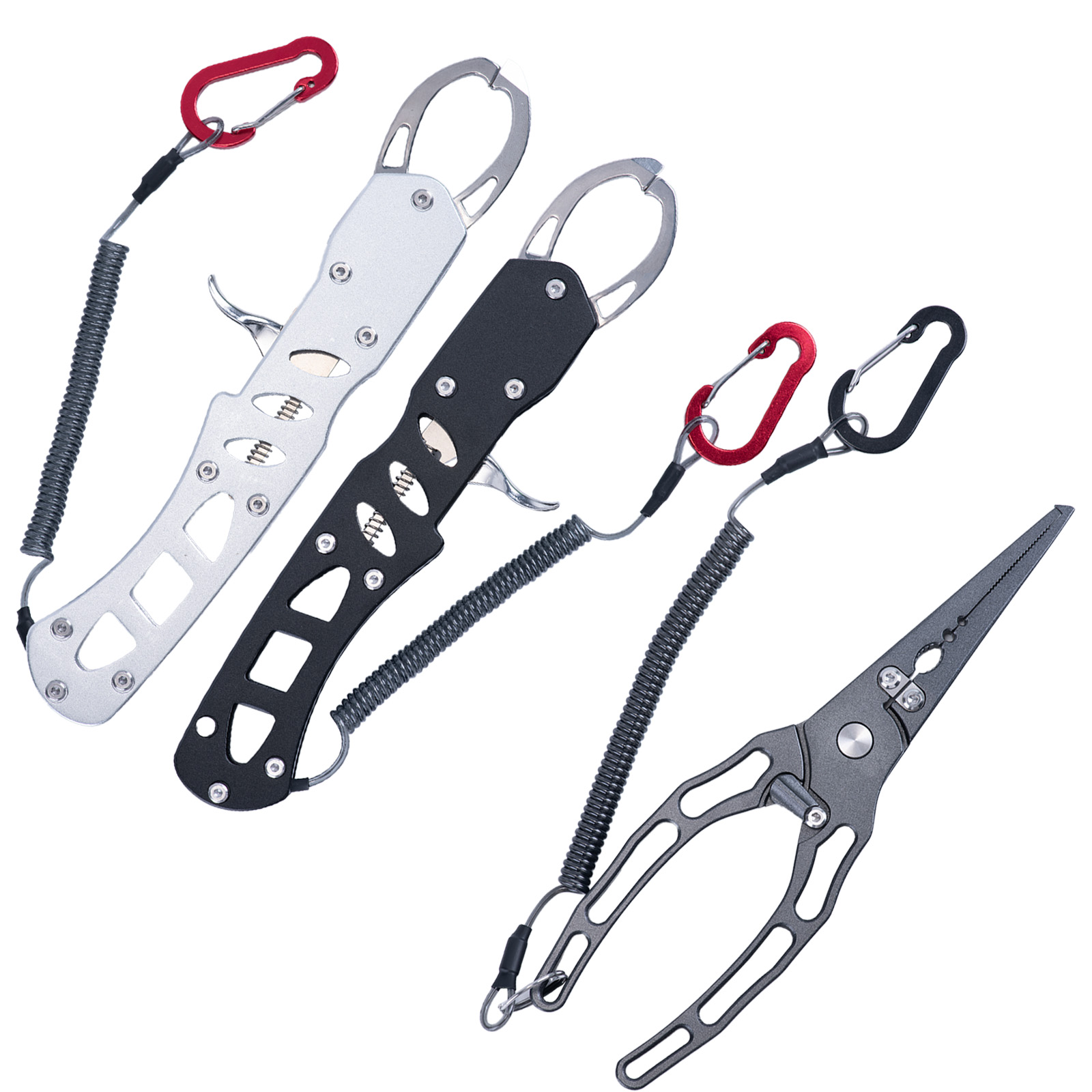 Fishing Equipment Amazon - ชุดคีมตกปลาและที่จับปลาแบบคอมโบ, ที่จับปากปลาอะลูมิเนียมกันสนิมพร้อมสายคล้อง, เครื่องมือตัดสายเอ็นตกปลาและถอดตะขอ